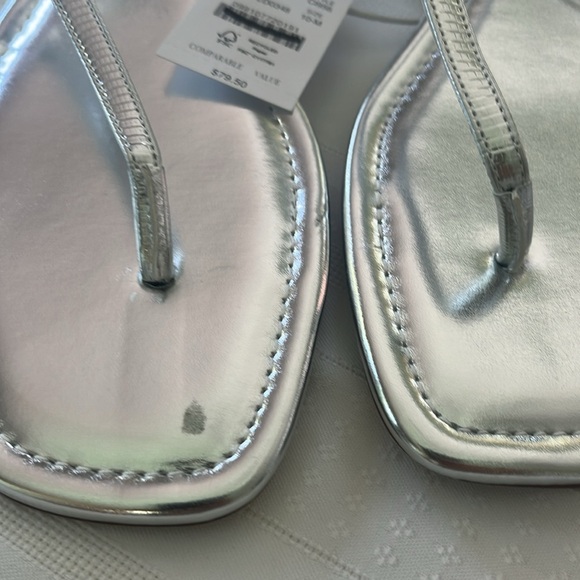 J. Crew Silver Thong Sandals with Ankle Strap - Picture 3 of 5